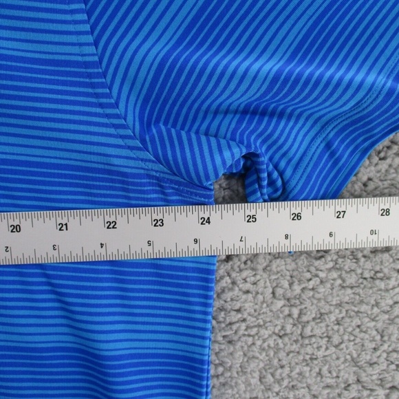 Under Armour Coldblack Mens XXL Blue Stripe Short Sleeve Loose Golf Polo Shirt - Picture 4 of 11